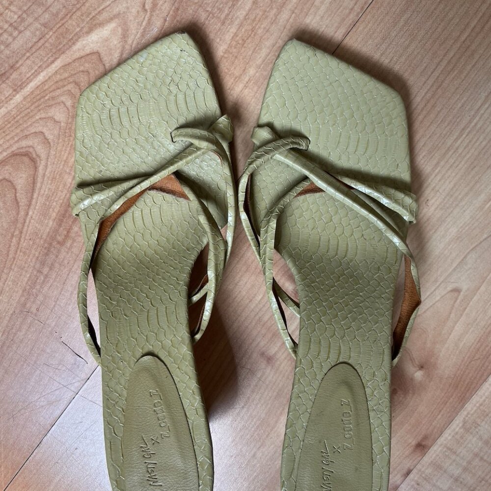Nasty Gal Thin Strap Olive Mules